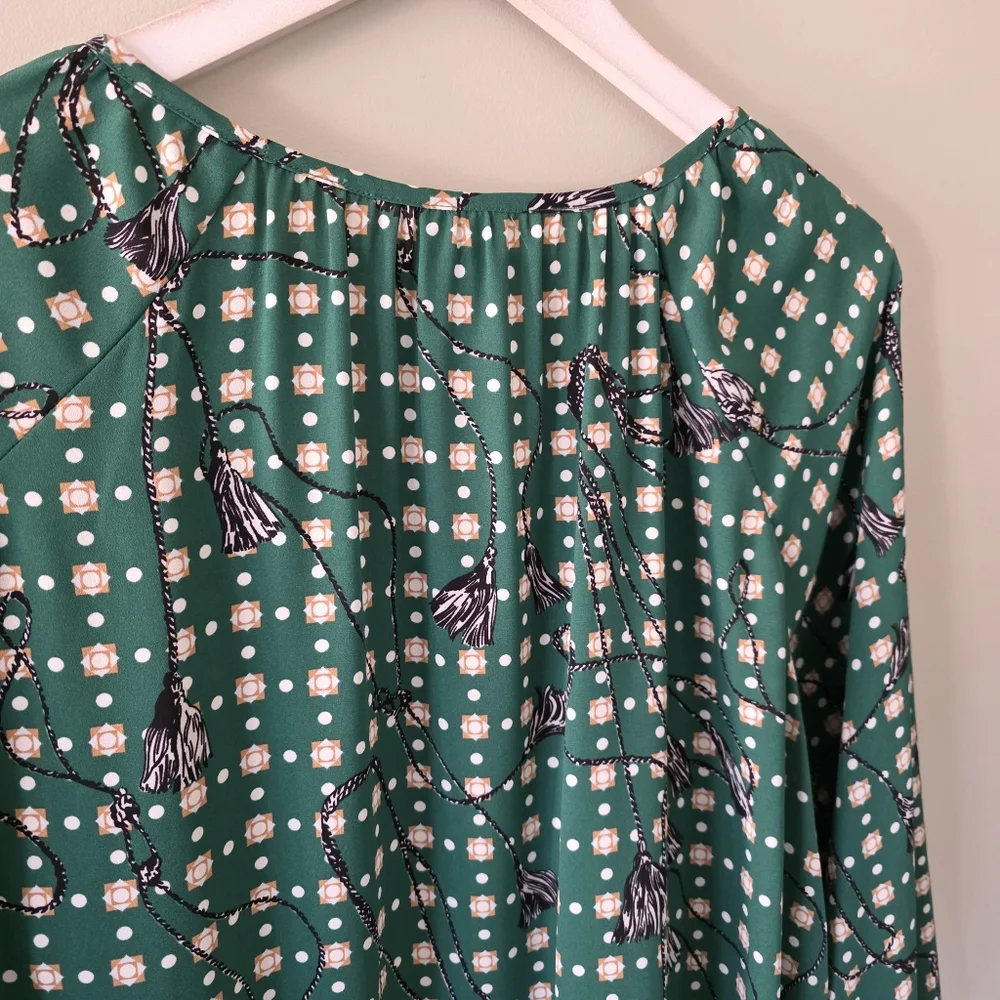 Cabi XL Bohemian Peasant Spring Loose Fit Smocked Cuffs Voyager Blouse - Picture 13 of 14